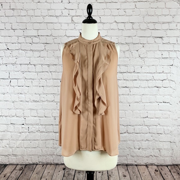 ANN TAYLOR :: Ruffled Shell Soft Cameo Size M - Picture 1 of 8